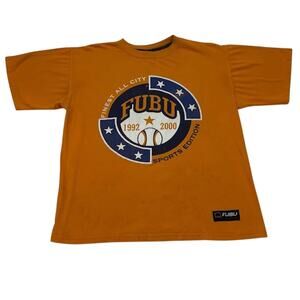 Vintage Fubu Orange Sports Edition T Shirt XL 90s Hip Hop Sport Collection Retro